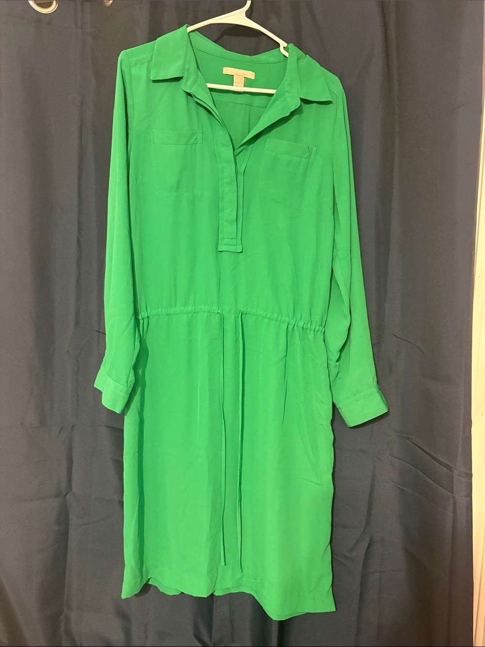 Banana Republic Bright Green Long Sleeve Shirt Dress